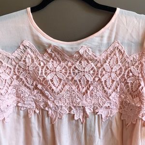 Peach crochet detail top